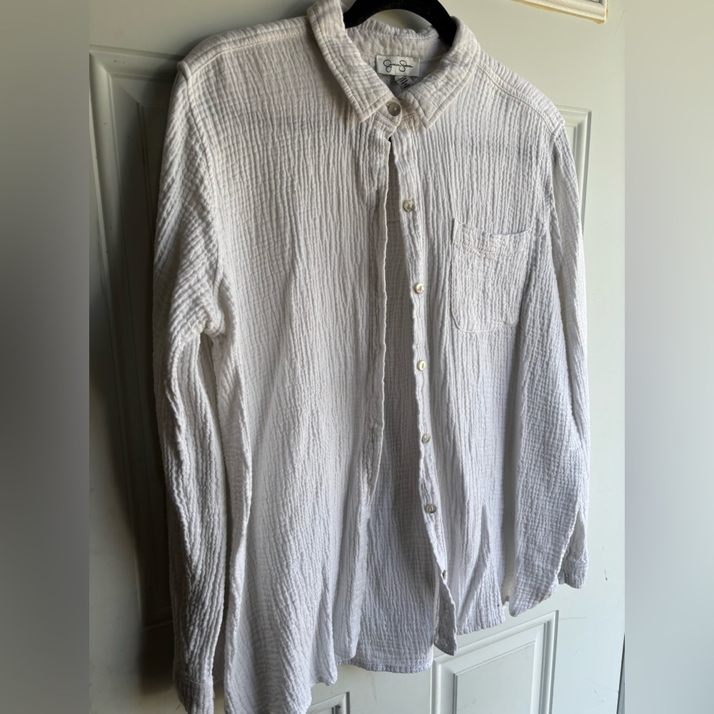 Jessica Simpson White Casual Button Down Shirt
